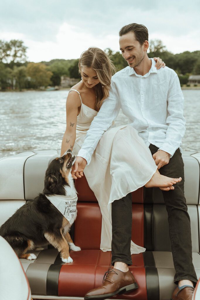 A Moody Engagement at Fox River on the Dreamiest Vintage Boat