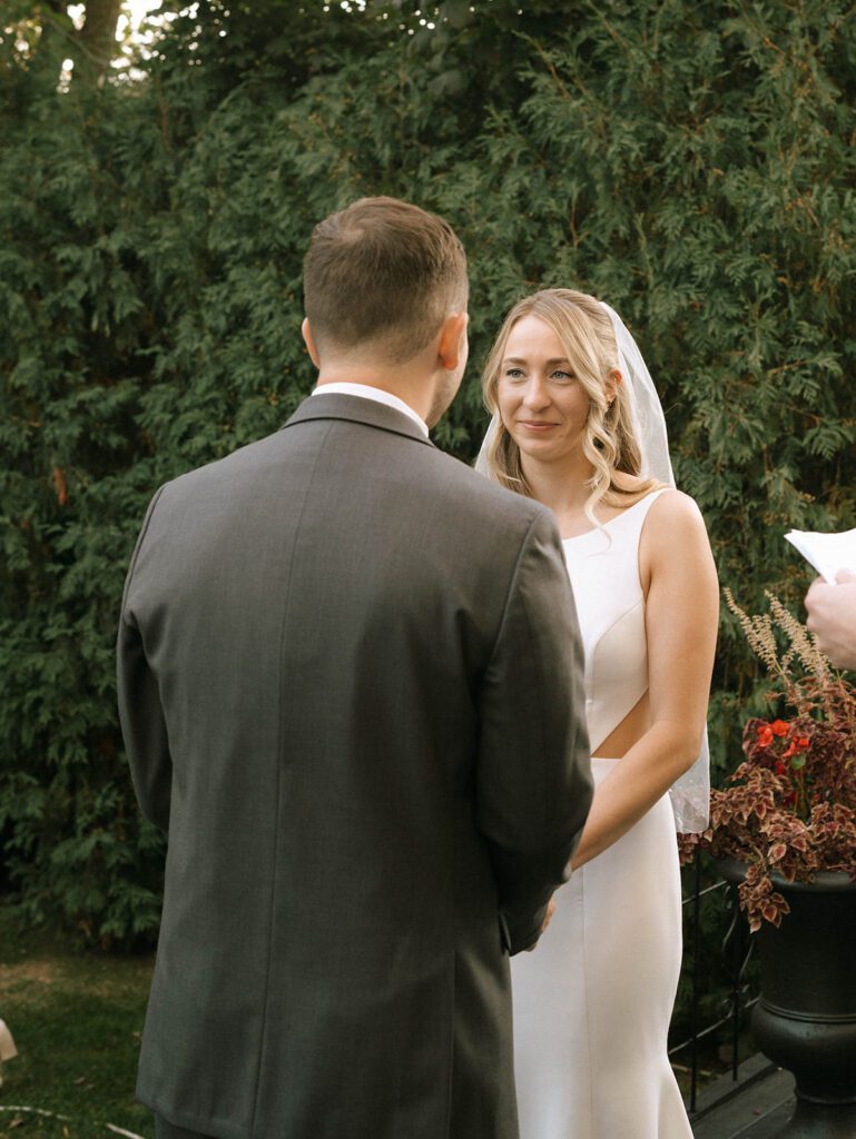 bride emotional at her ceremony