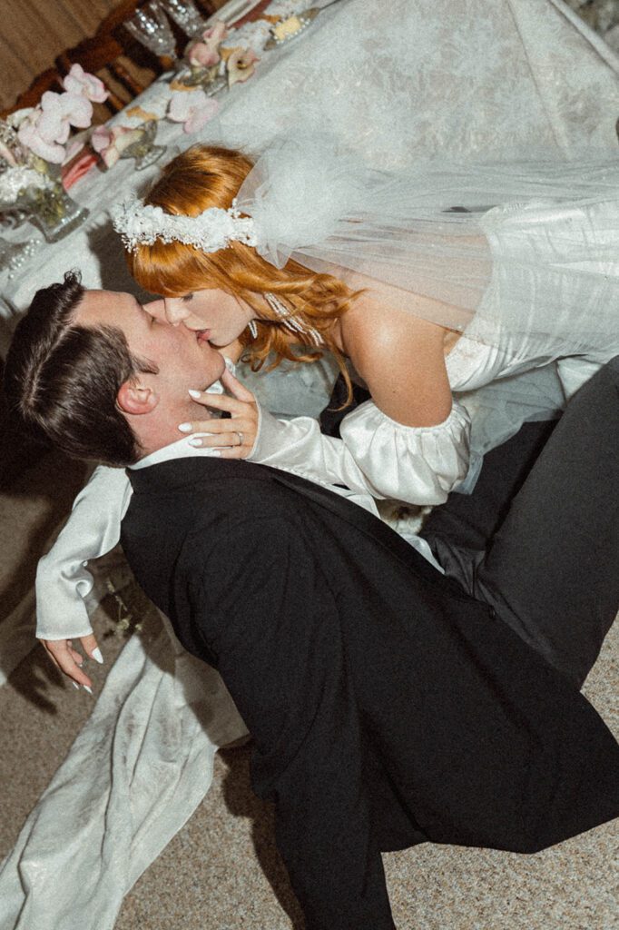 picture of the newlyweds kissing