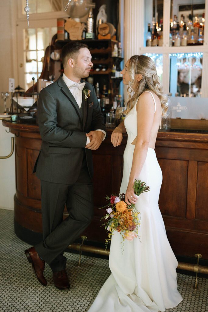 bride and groom before heading to their ceremony 