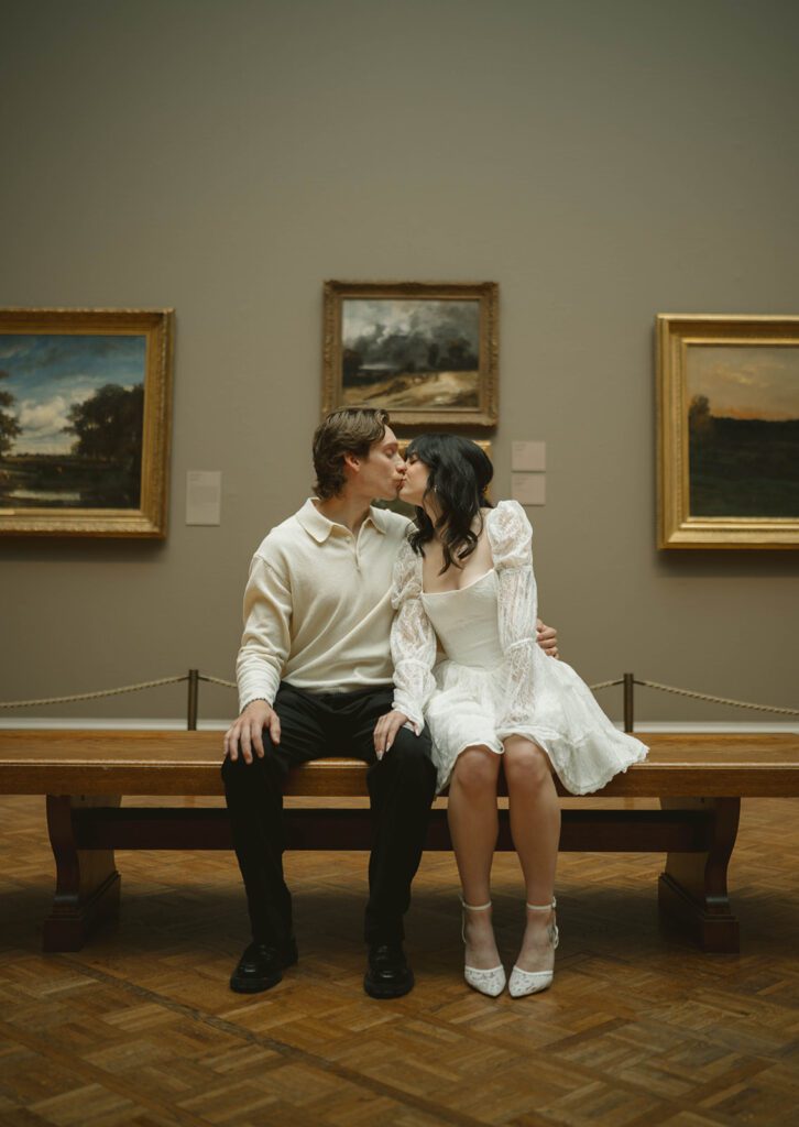 Cute couple kissing during their engage engagement session