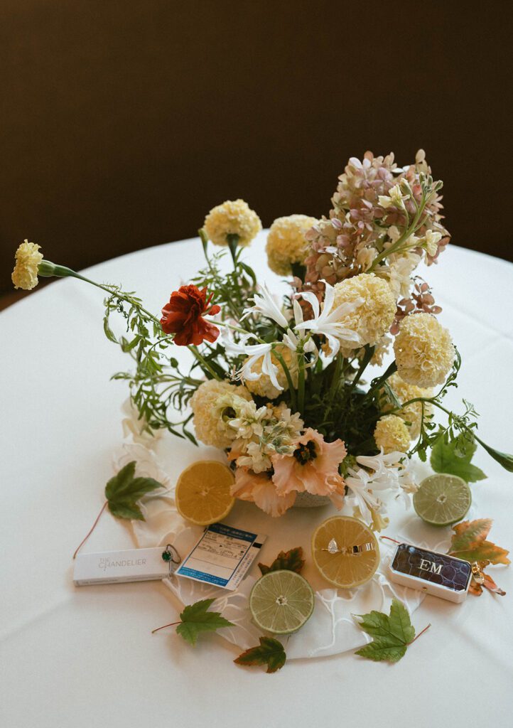 stunning floral arrangements at the reception party