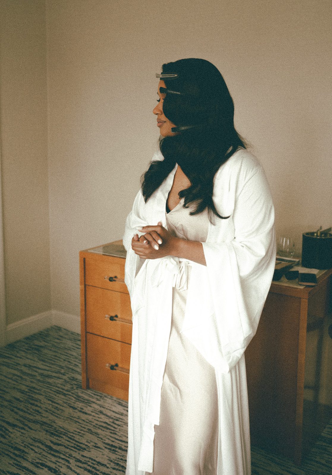 A bride getting ready for her wedding day