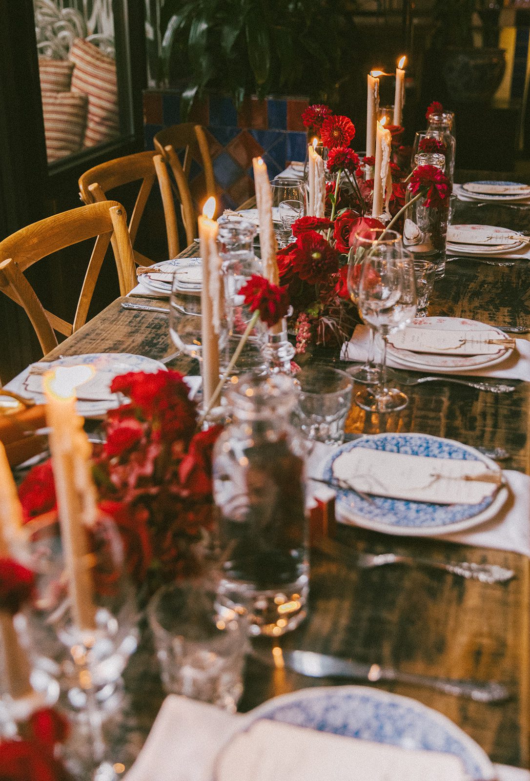 A wedding table setup at a Beatnik West Town wedding