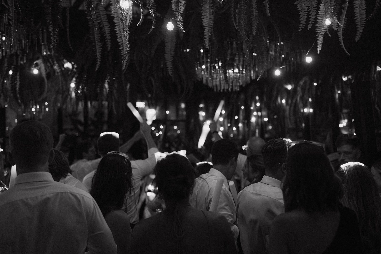 A black and white wedding reception at beatnik west town