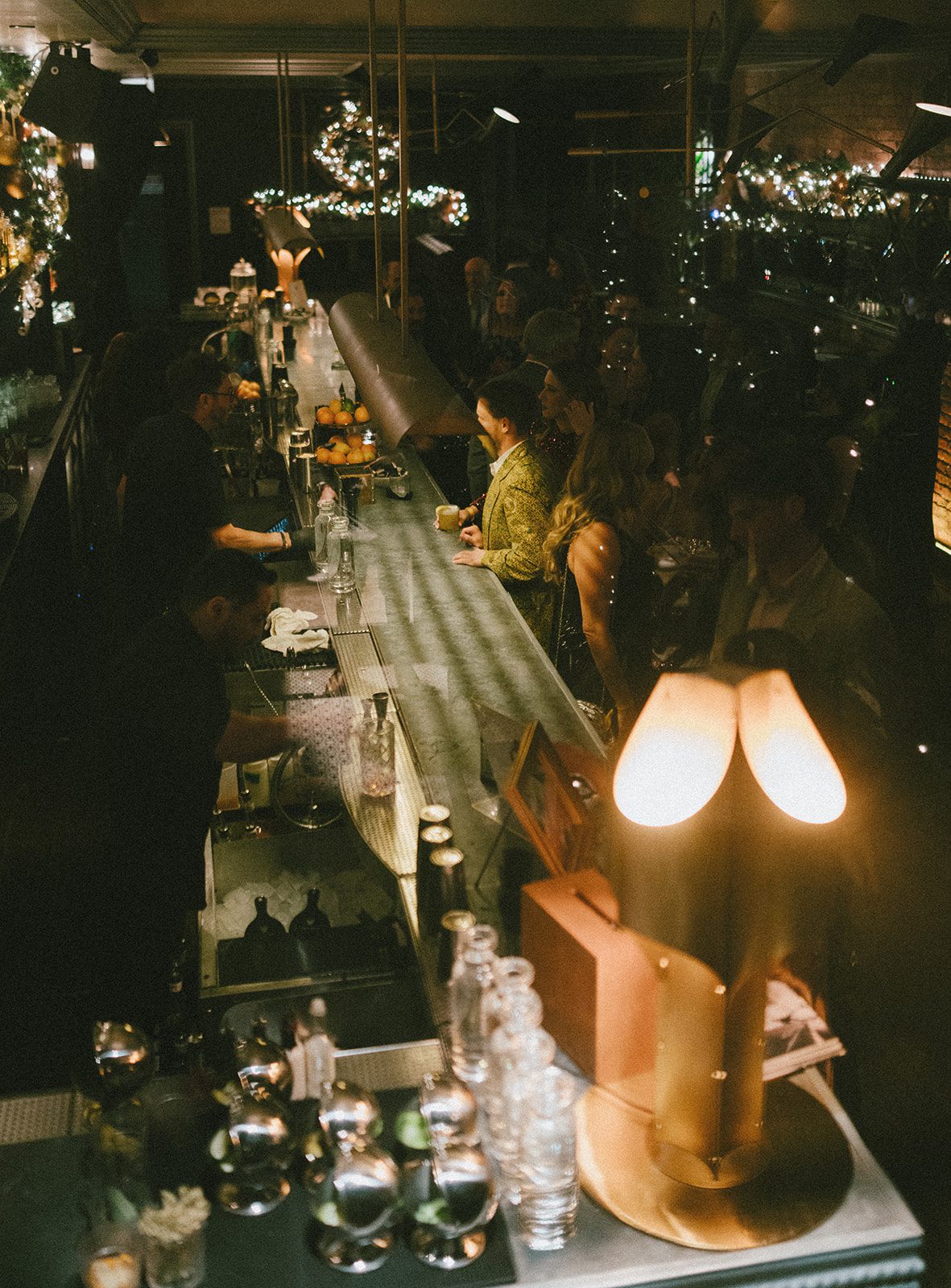 A wedding reception in the whiskey bar at celeste chicago