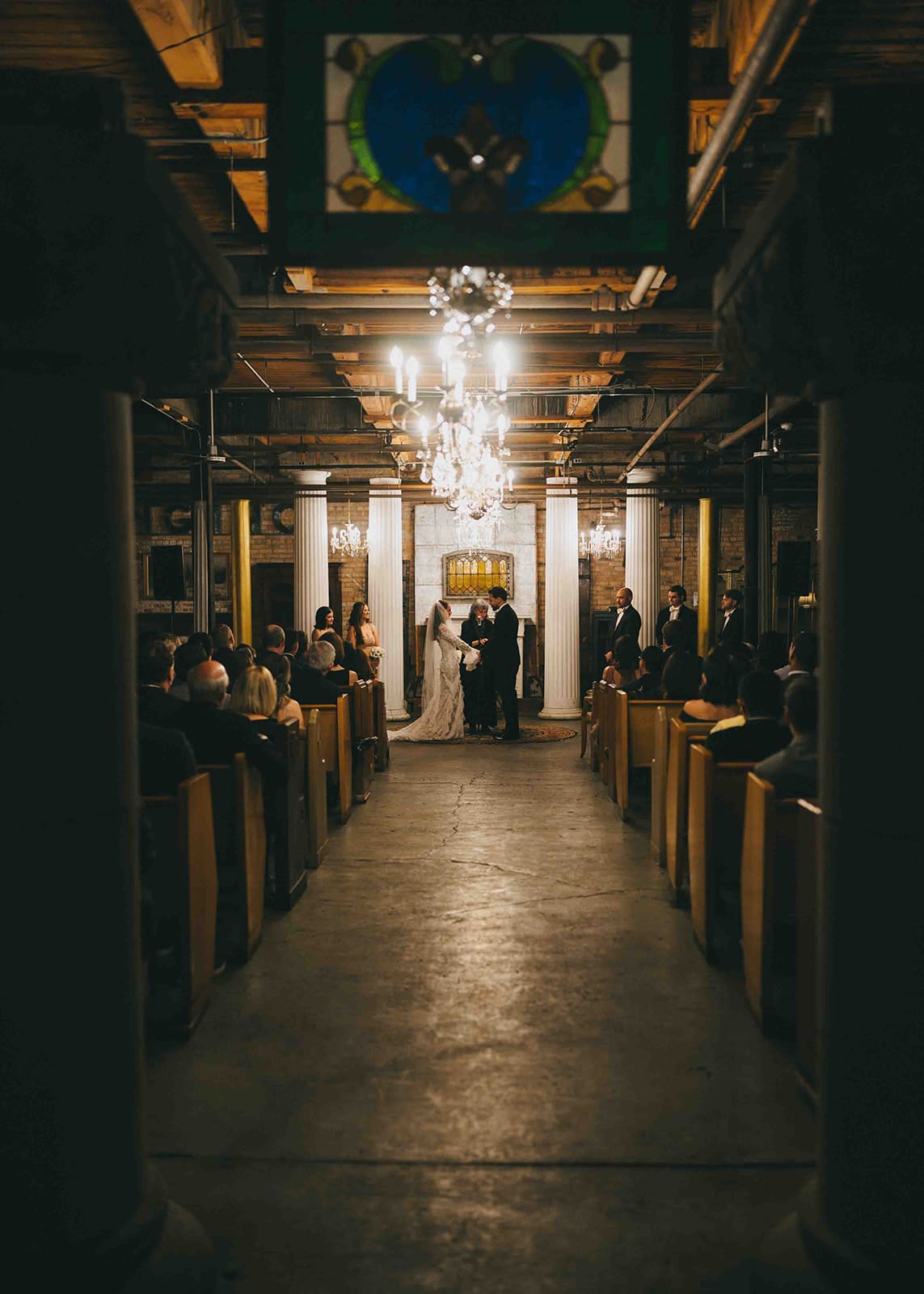 A couple during their wedding ceremony on the day of wedding