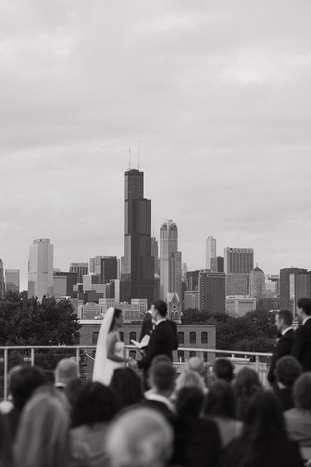 A bride and groom during their Chicago wedding ceremony