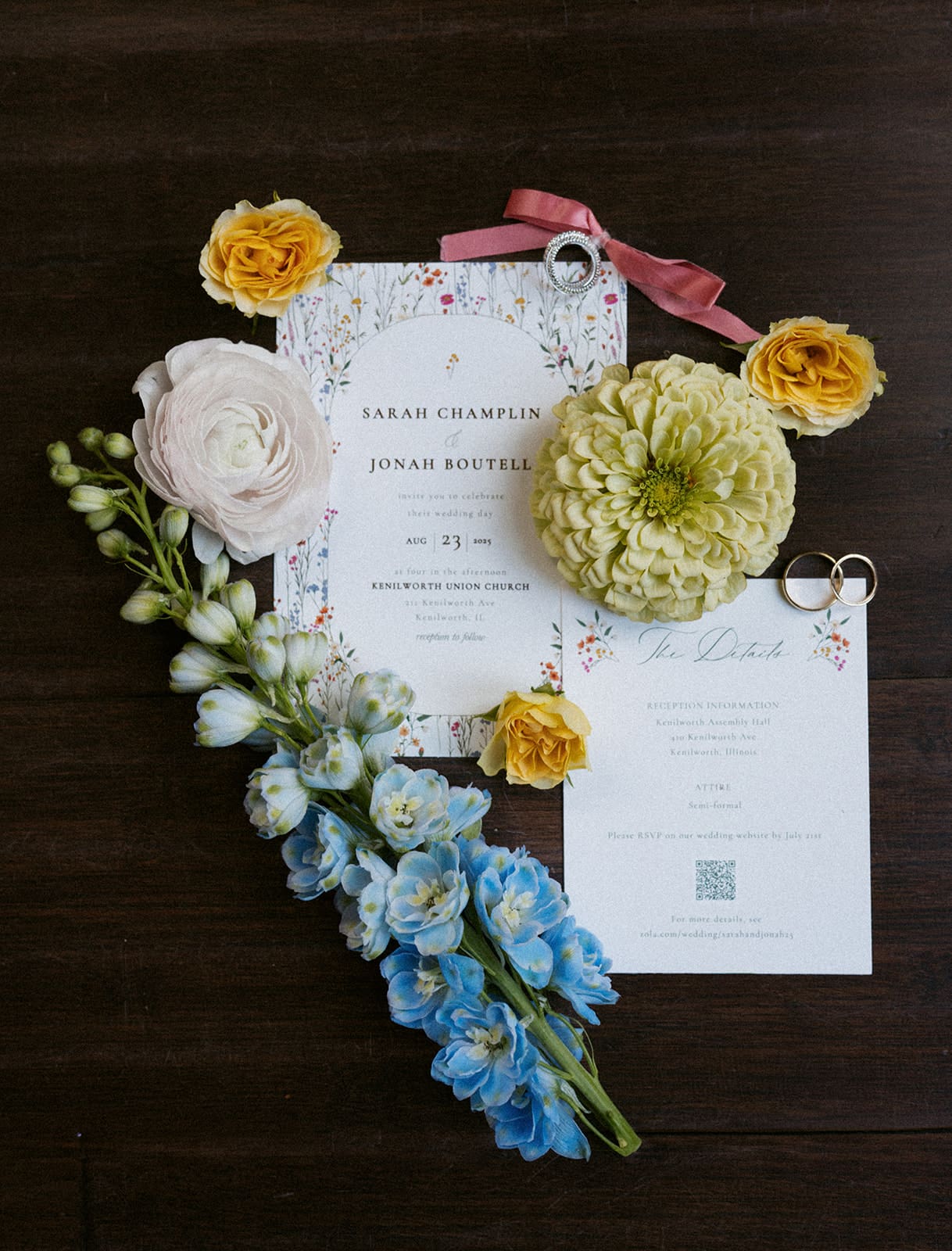 A wedding flatlay from a Chicago summer wedding