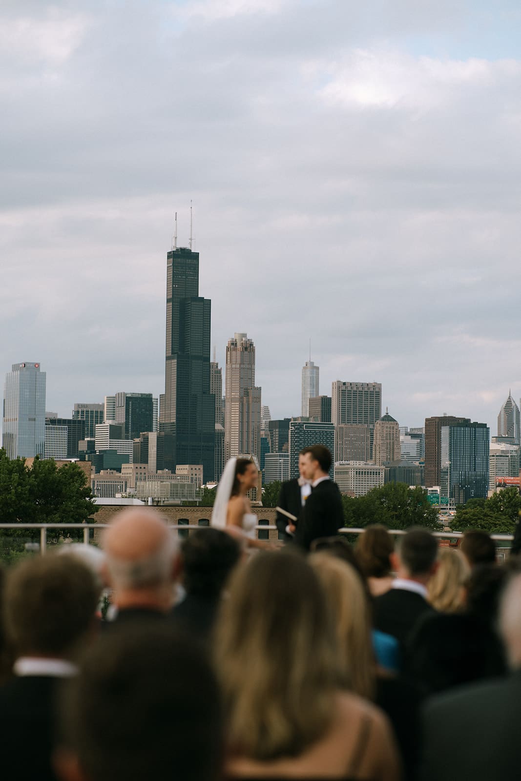 A bride and groom during their Chicago wedding ceremony