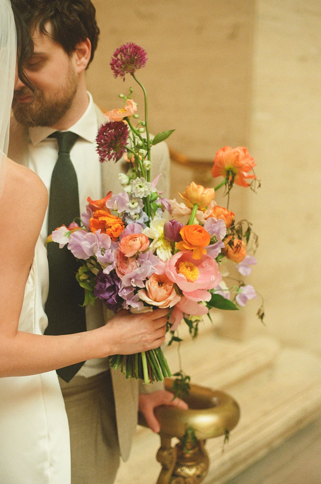 A bride and groom taking Chicago wedding photos