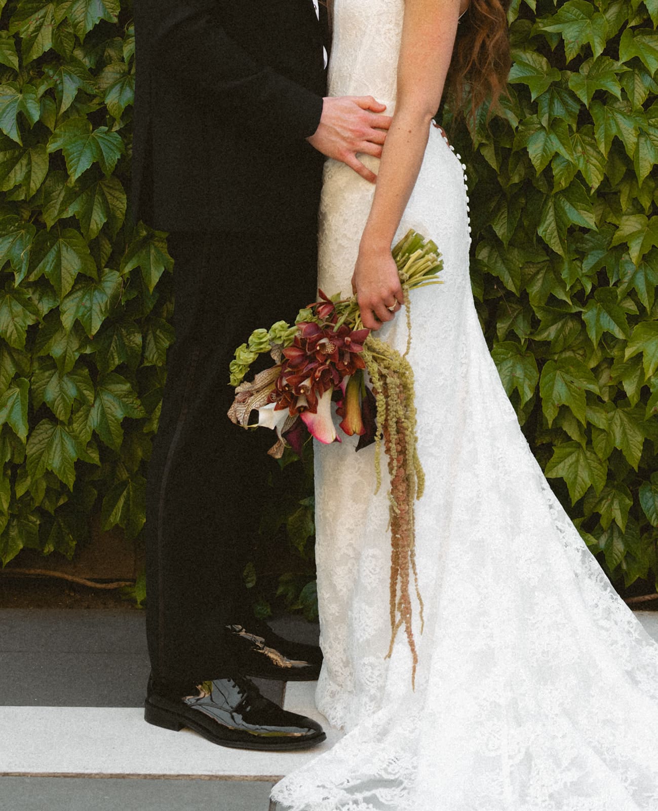 A bride and groom taking Chicago wedding photos