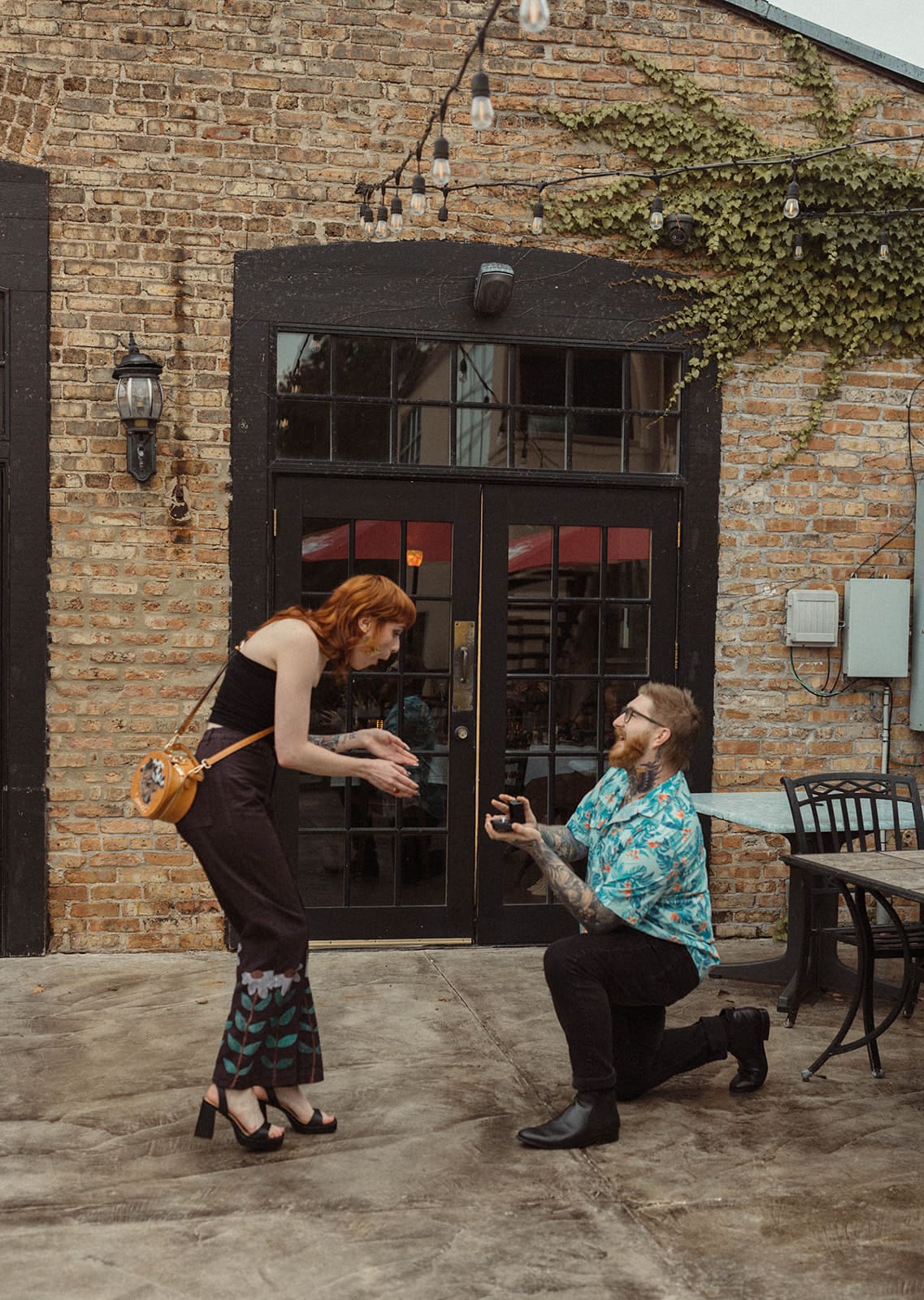 A woman walking up to her proposal, showing off proposal ideas in Chicago