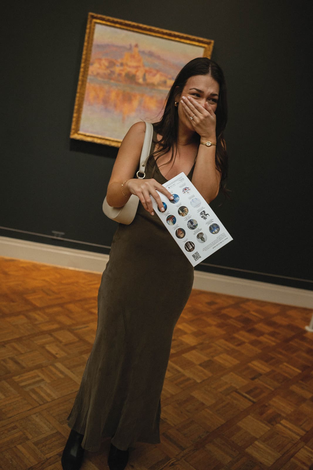 A woman's reaction to her surprise proposal, for proposal ideas