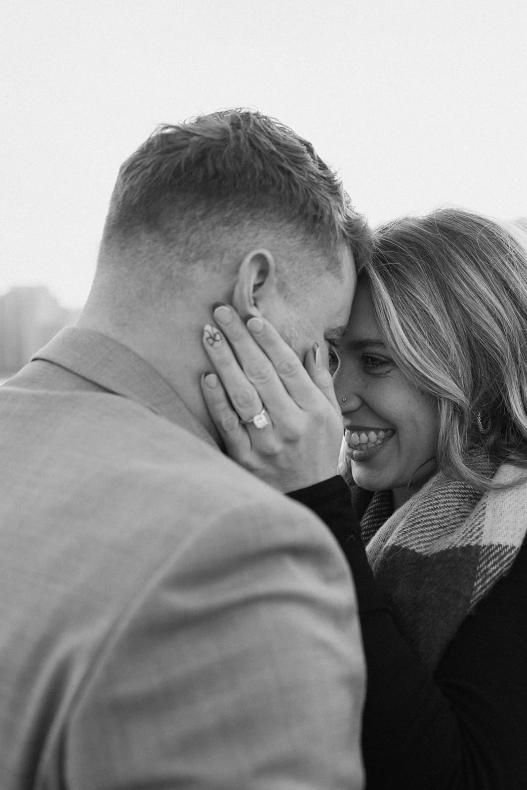 Proposal ideas from a couple taking engagement photos after their proposal