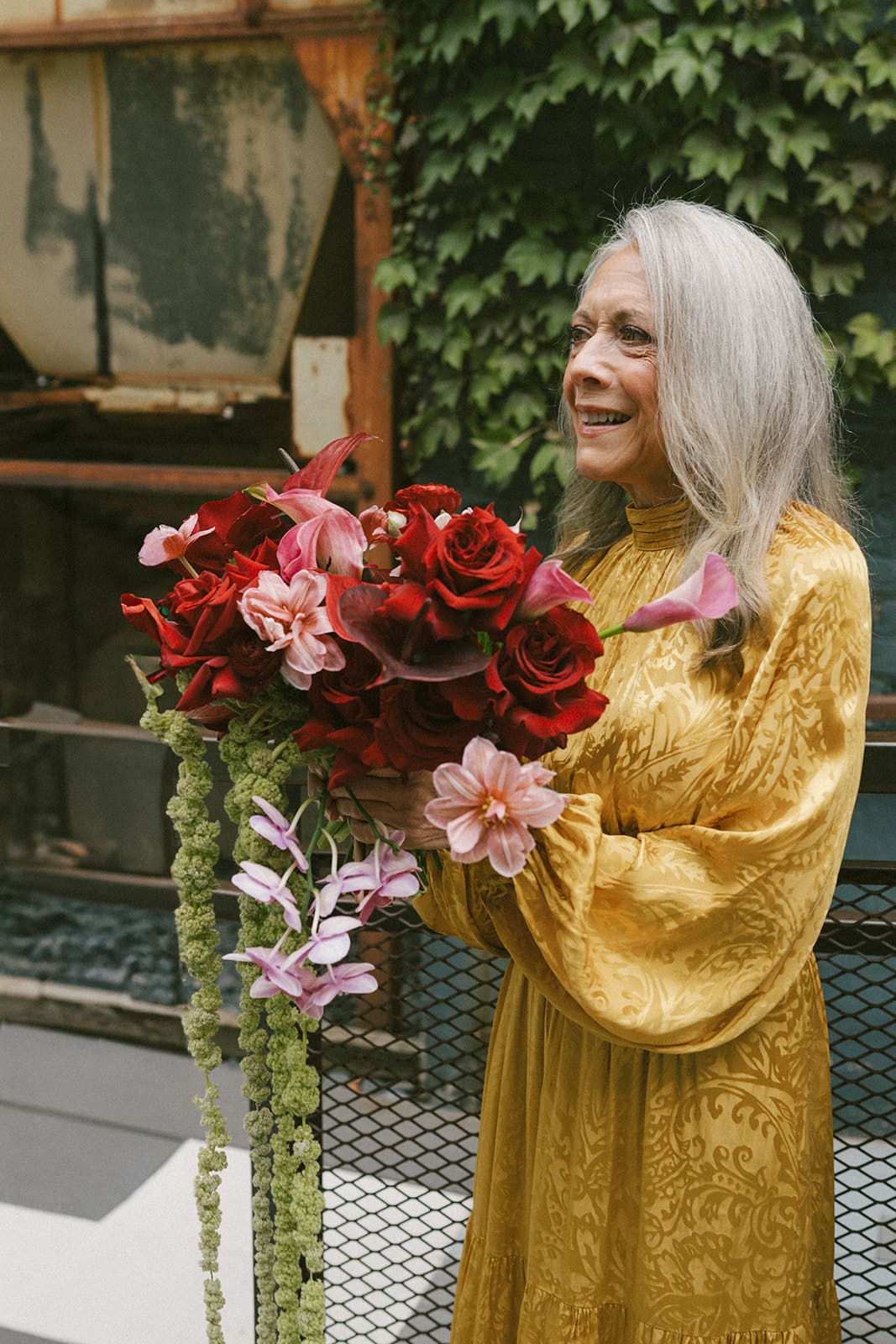 A photo showing off the 2027 wedding trend of maximalist wedding guest outfits