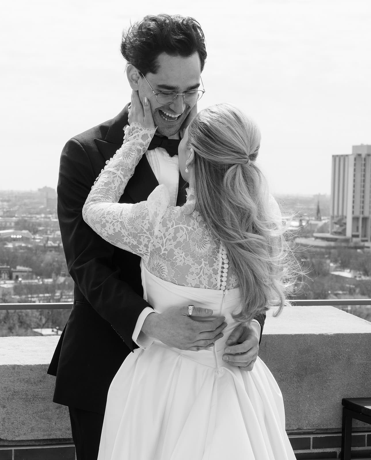 A bride and groom's first look captured through documentary style wedding photography