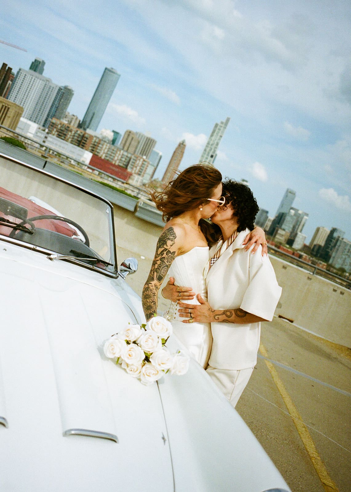 Film engagement photos from a spring engagement photoshoot