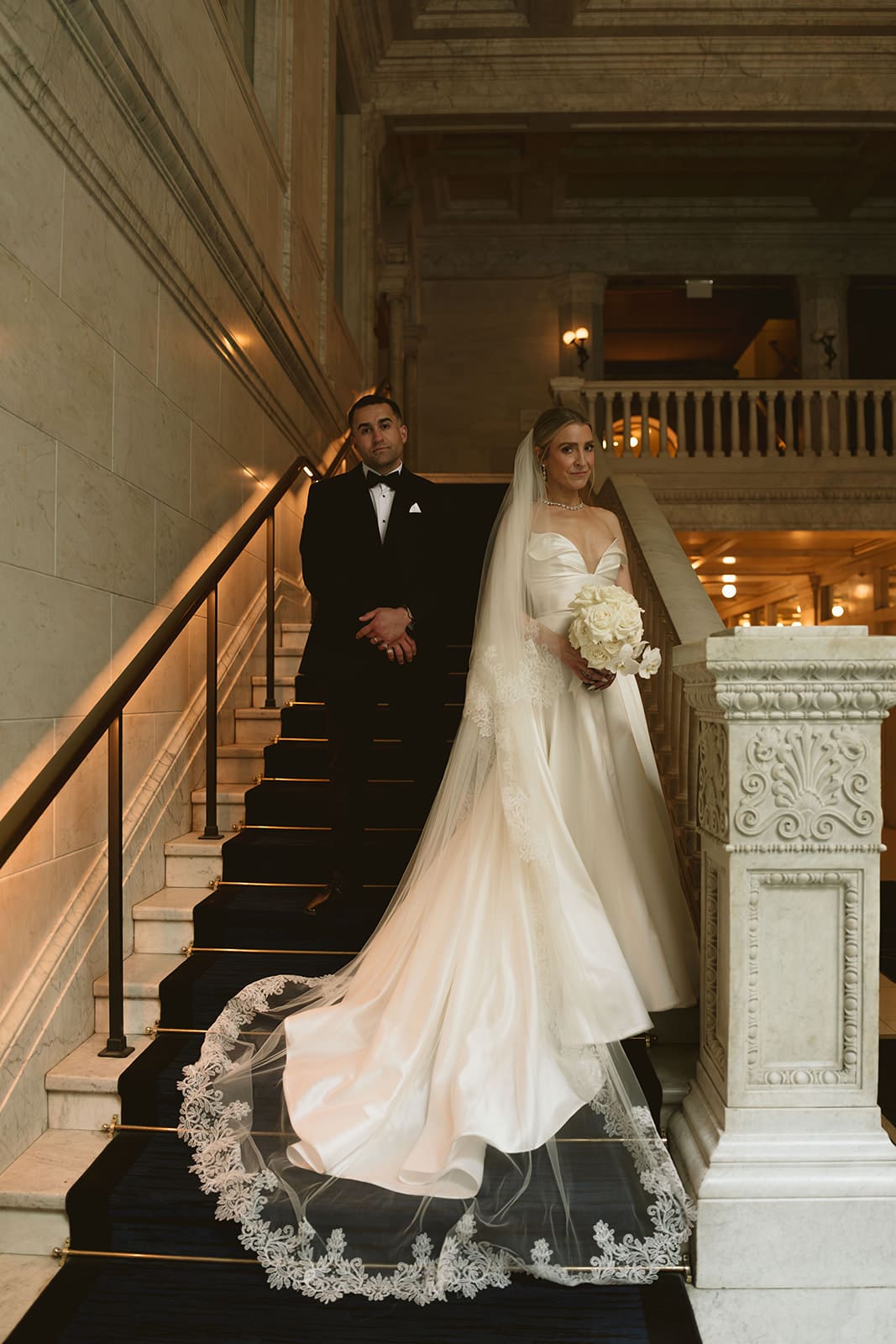 A bride and groom at their Chicago wedding