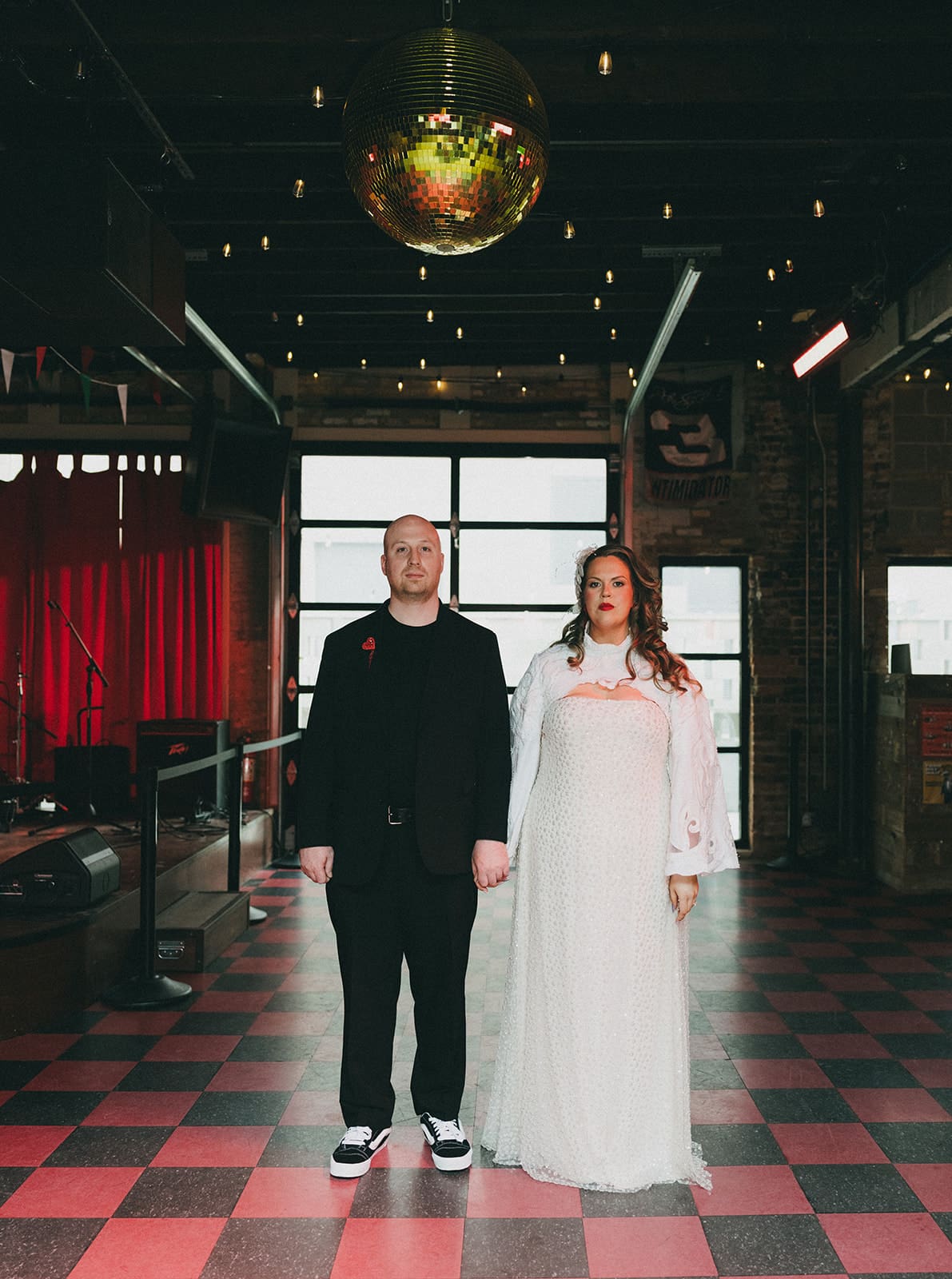 A bride and groom on their wedding dance floor