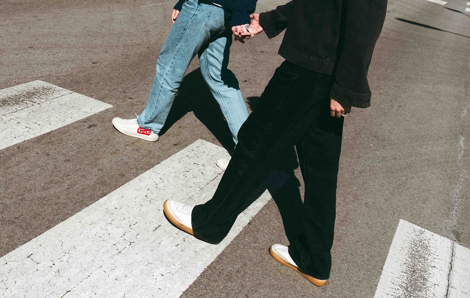 A couple taking city engagement photos
