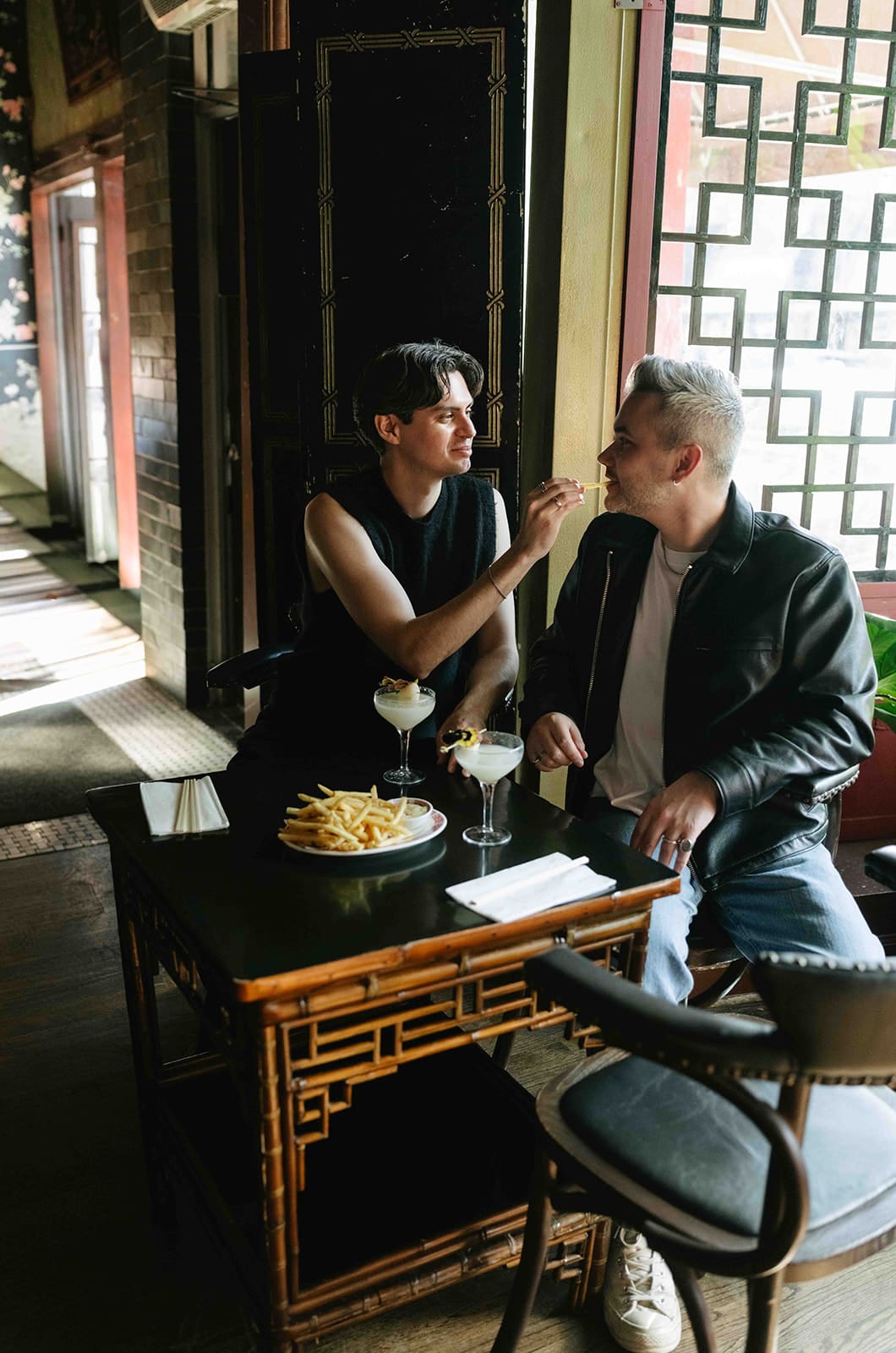 A couple on a date for their Lakeview engagement photos